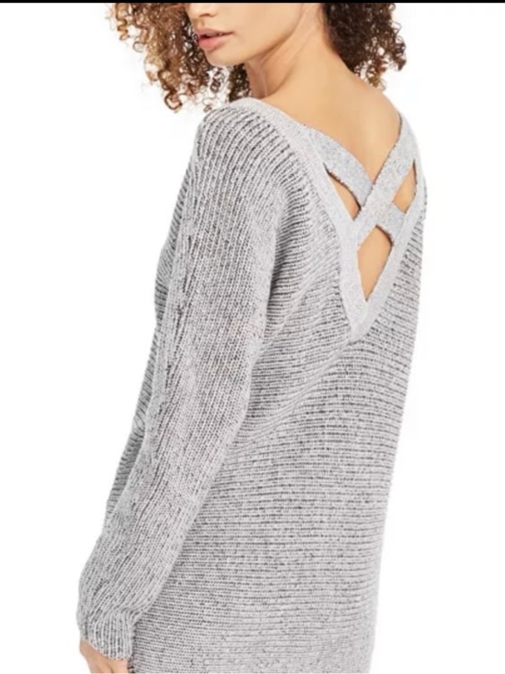 Bar lll Grey knit criss cross back knit sweater size small